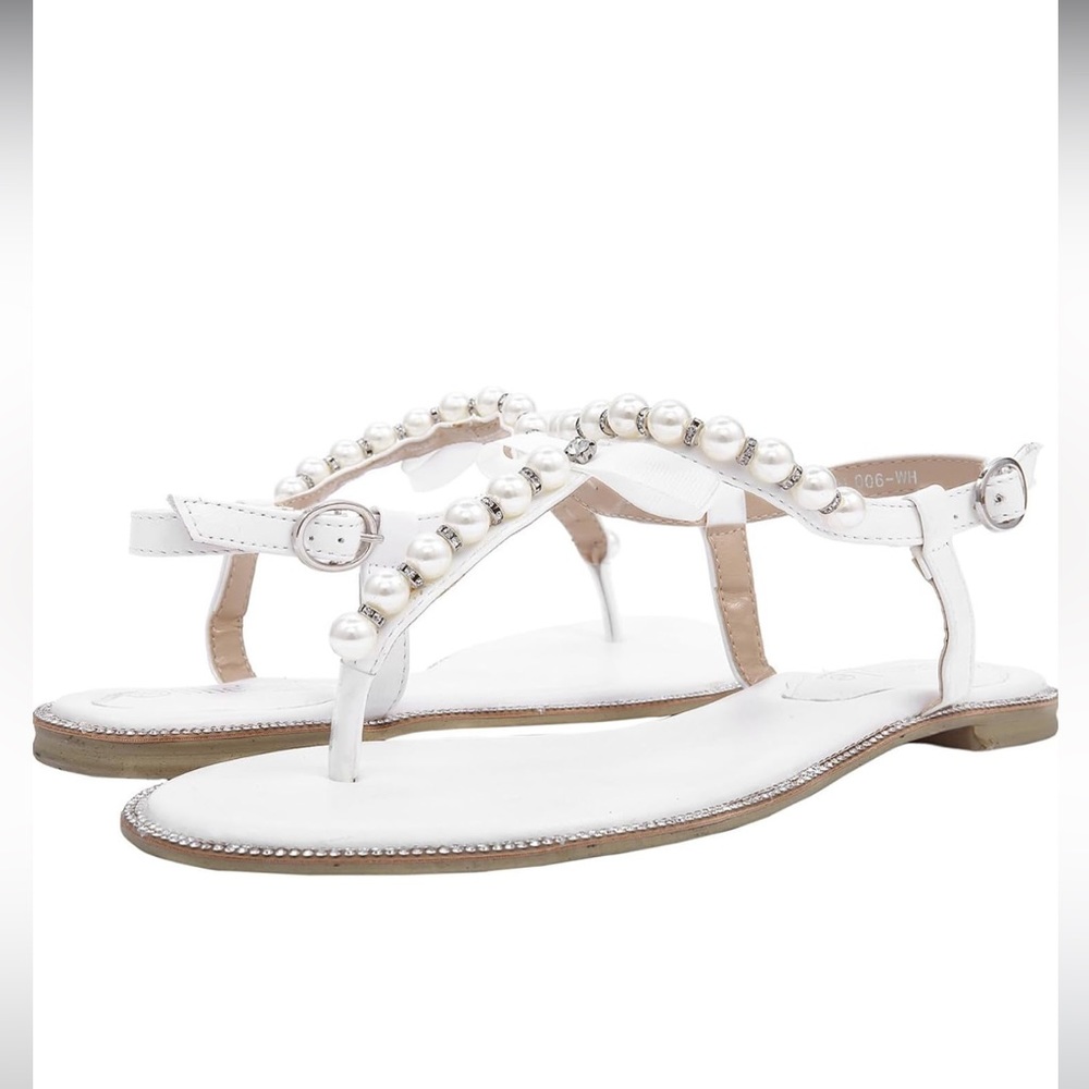 SheSole Rhinestone Pearl Sandals with ankle strap